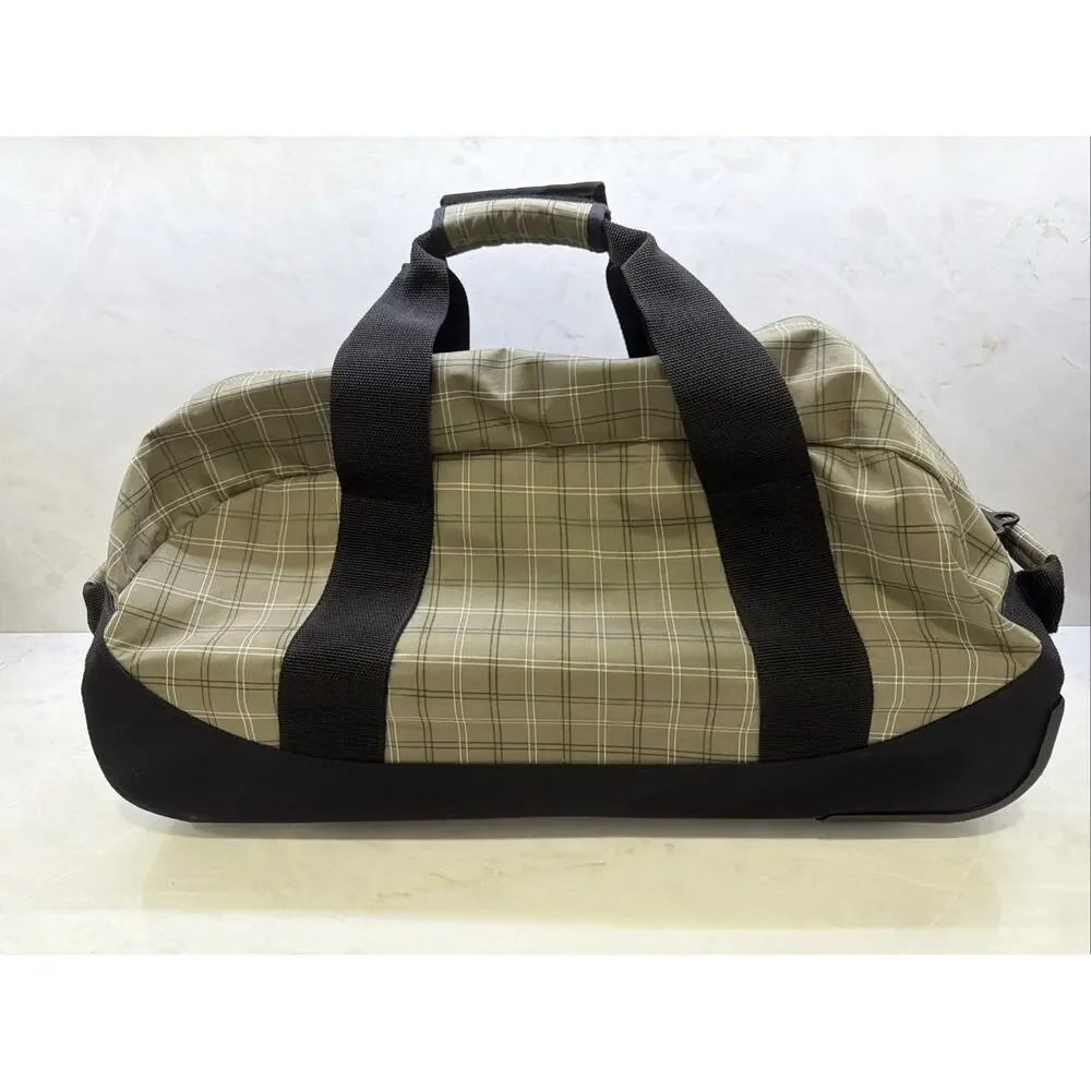 Vintage LL Bean Adventure Rolling Duffle Bag Green Plaid Excellent LLB#0XN9